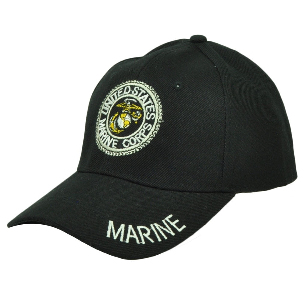 U.S United States Marine Corps Marines Military Adjustable Hat Cap USMC Black