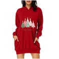 thumbnail image 1 of Pisexur Robes pour Femmes Imprimé Arbre de Noël Sweat à Capuche Robe de Soirée Décontractée Manches Longues Mini Robes de Vacances d'Automne pour Femmes avec Poches, 1 of 3