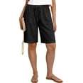thumbnail image 3 of VBVC Women's Drawstring Wide Leg Shorts,Breathable Knee-Length Pants For Women,Ladies Work Beach Trousers with Pockets,Black,S-2XL, 3 of 7
