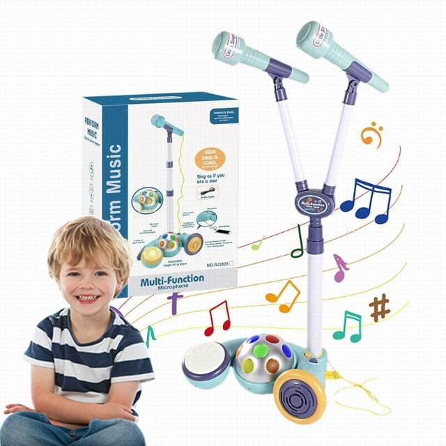 IMENGL Microphone With Stand Kids Standing Microphone Kids With Adjustable Stand Microphone For Kids With Flashing Stage Lights And Pedals Singing Recorder For Girls Boy Baby Musical Instruments,Bab