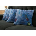 thumbnail image 2 of Ambesonne Blue Throw Pillow Cover 4 Pack, Colorful Flowers on Street, 24", Multicolor, 2 of 6