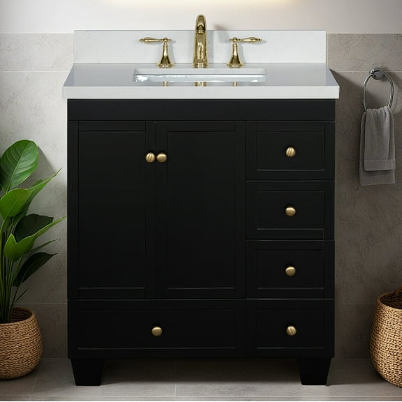 Lavanti Depos Solidwood 30-inch Bathroom Vanity with Sink - Stylish Black