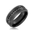 thumbnail image 1 of Mens Wedding Band in Titanium 8MM Ring Black Plated Black Round CZ, 1 of 2