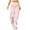 Pink, variant on Women's Cargo Style Straight Leg Pants with Elastic Waist and Multiple Pockets Comfortable Loose Fit Trousers