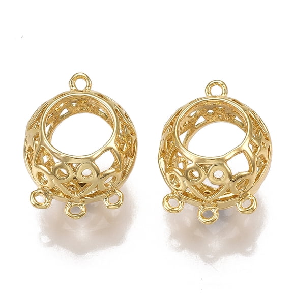 Brass Chandelier Components Links Round Nickel Free Real 18K Gold Plated 17.5x13x11mm Hole: 1mm