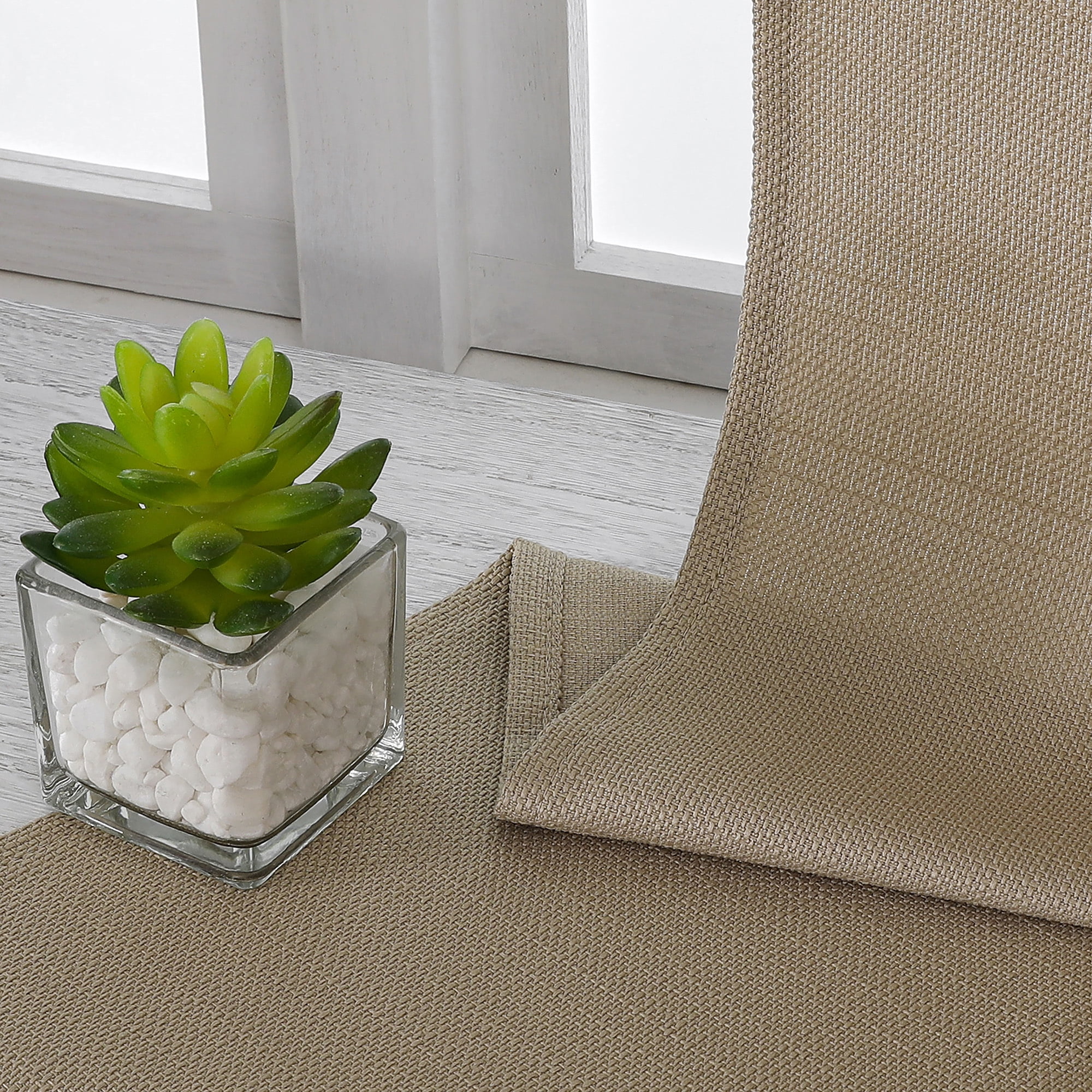 OVZME Bethany Camel Curtains 63 Inch Length 2 Panels, Solid Soft Airy Light Filtering Window Shades Faux Linen Textured Semi Sheer Farmhouse Curtains for Bedroom Living Room, Each 40"Wx63"L