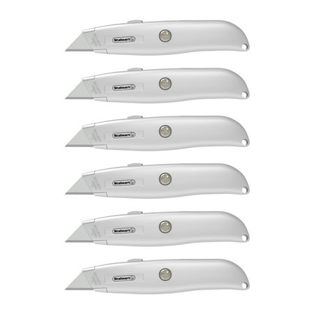 - Utility Knife with Retractable Blade – Ergonomic Aluminum Alloy Box Cutter with 3 Locking Positions and Carbon Steel Razors by Stalwart (Set of 6)