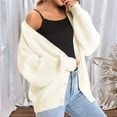 thumbnail image 5 of Women Chunky Knit Cardigan Long Sleeve V Neck Button Up with Pocket Sweater Coat for Fall and Winter White XXXL, 5 of 9
