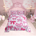 thumbnail image 2 of Erosebridal Ensemble de Literie Style Princesse pour Filles, Couette Simple avec Nœud Rose, Réversible 2 Pcs, Ultra Douce, 2 of 7