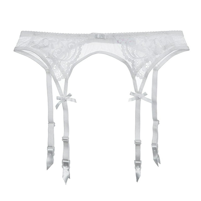 Culotte Transparente en Dentelle Brodée pour Femmes avec Porte-Jarretelles