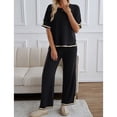 thumbnail image 2 of SWSMCLT Women's Baggy 2 Piece Outfit Autumn Crew Neck Date Breathable Comfy Matching Set Billowy Matching Outfit Black X-Small, 2 of 5
