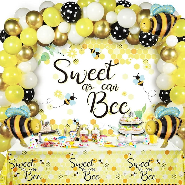 75 pièces ensemble de décoration de fête d'abeille fournitures de fête d' abeille à miel doux comme une abeille toile de fond nappe ballons kit pour  enfants anniversaire bébé douche genre révéler décorations
