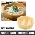 thumbnail image 2 of SHAPERME 30cm Rice Sushi Bowl Wooden Tub Mixing Bucket Wood Oke Hangiri Japanese Barre /,, 2 of 8