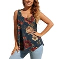 thumbnail image 2 of Karymi Going Out Tops U‑Neck Wide Strap Floral Print Sleeveless Tank Top, Loose‑Fit Casual Vest, Curved‑Hem Summer Boho Tunic Blouse Womens T Shirts, 2 of 7