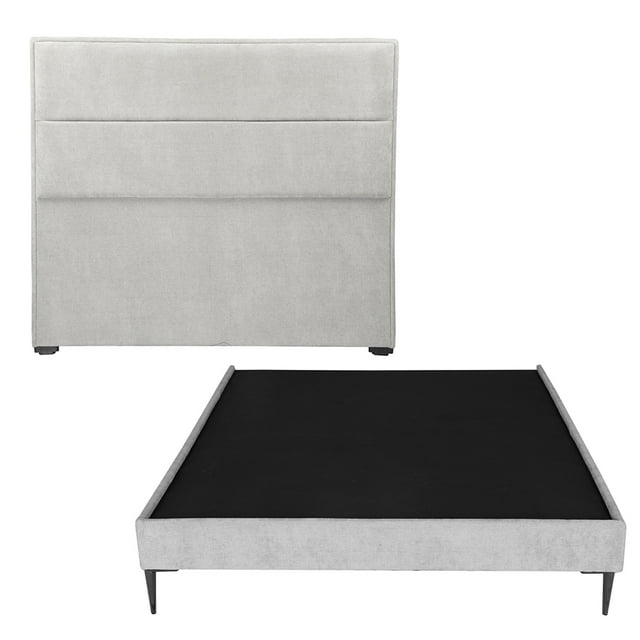 Cabecera Ibiza Gris Matrimonial + Box Base Cama Slim Matrimonial