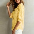 thumbnail image 3 of MORESEC Women Striped 3/4 Sleeve Button Down Blouse Collared Casual Loose Top for Summer Vacation Office Work Tee Shirts Travel Fashion Clothes, Yellow 2XL, 3 of 8
