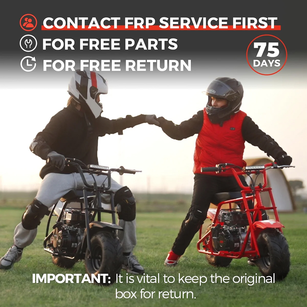 FRP GMB100 99cc Gas Powered Mini Dirt Bike with Training Wheels, 28MPH Off-Road Motorcycle for Teens and Adults, Up to 220 LBS, Enhanced Stability - Red