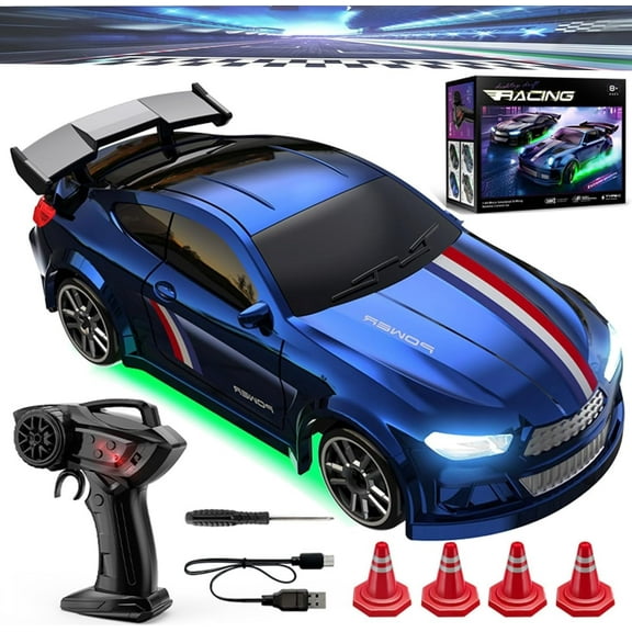 Skidboiz Remote Control Cars, Mini RC Drift Car, 2.4ghz Stunt Drifting RC Toys with 2-Speed Modes, 1:64 Scale USB Rechargeable with Led Lights（x）
