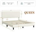 thumbnail image 3 of Yaheetech Upholstered Bed Frame with Adjustable Headboard and Wooden Slats, Queen, Beige, 3 of 7