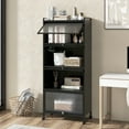 thumbnail image 3 of Patiojoy 5-Tier Microwave Stand Kitchen Baker's Rack with Wheels Rolling Storage Cabinet with Double Anti-toppling Device, 3 of 10
