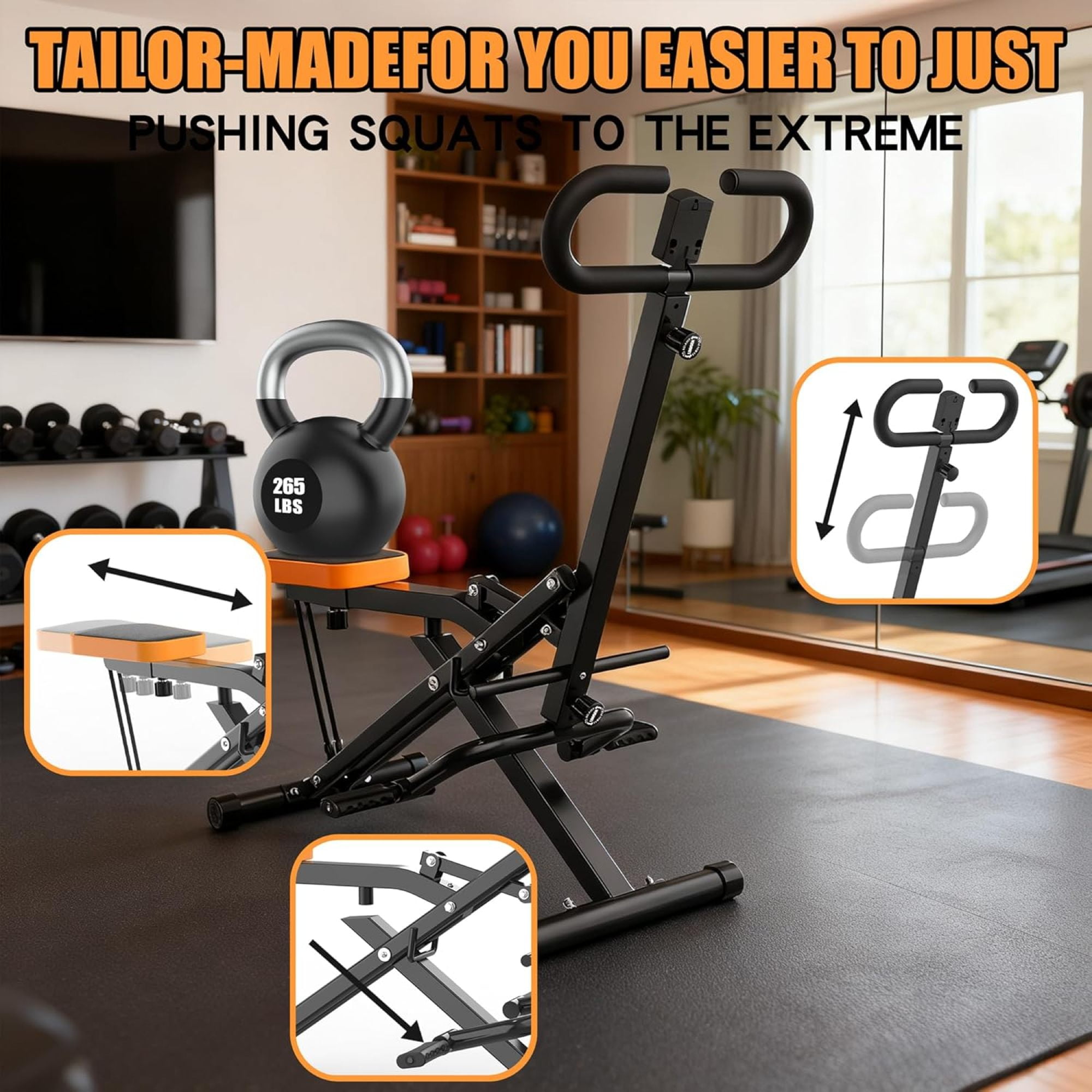 Jopath Squat Assist Trainer Foldable Squat Rider Machine Assist Trainer For Glutes Workout Foldable For Glutes And Quads With Resistance Bands 250lbs Capacity For Home Gym Fitness Black