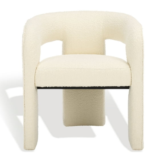 SAFAVIEH Couture Catharia Contemporary Boucle Solid Dining Armchair, Ivory