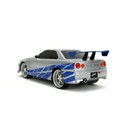 Jada Toys Fast & Furious Brians 2002 Nissan Skyline GT-R R34 RC 1:16 Radio Control Car, Ages 6+