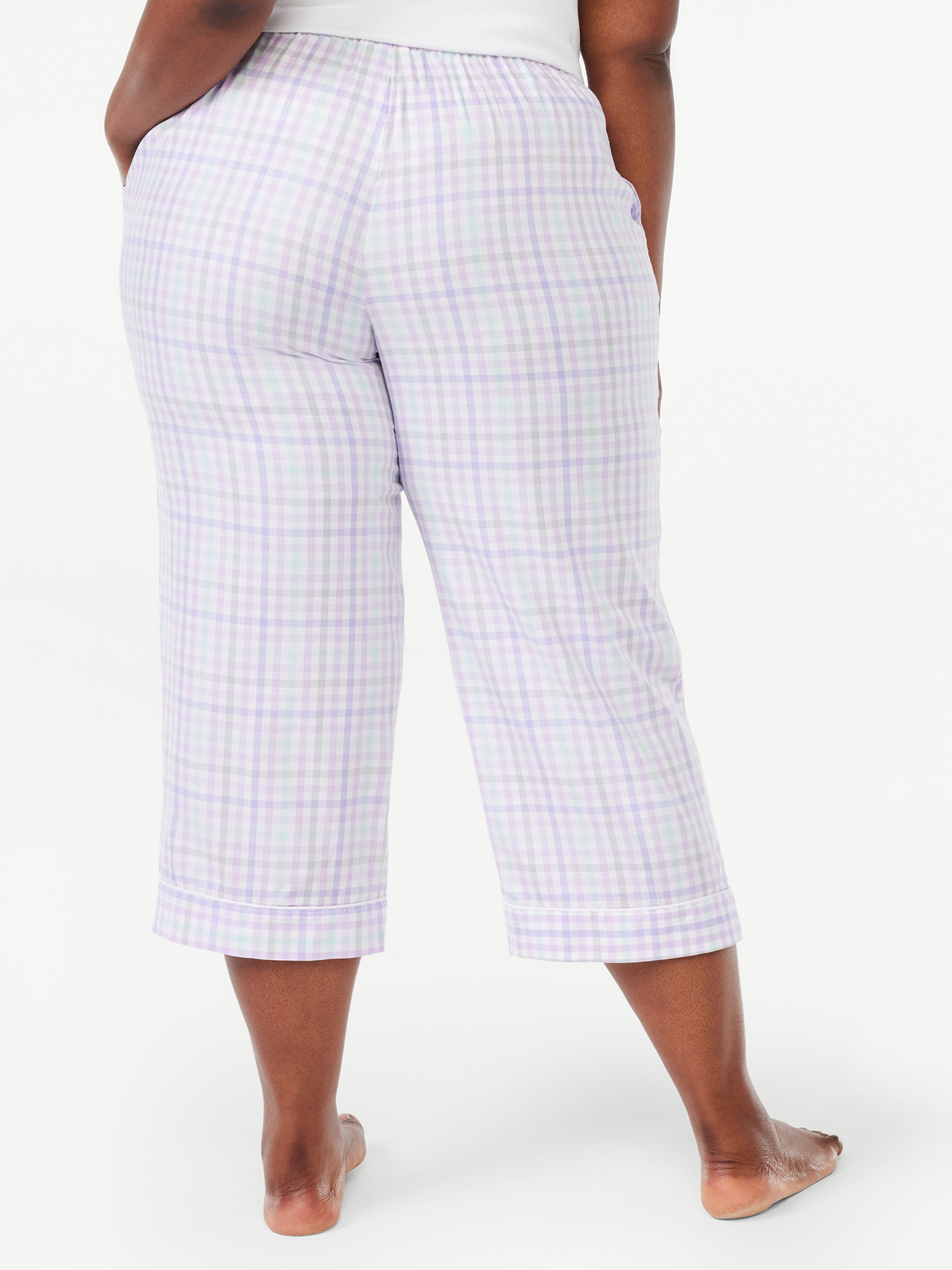 Joyspun Women's Woven Cropped Pajama Pants, Sizes S to 3X