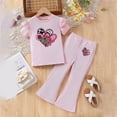 thumbnail image 2 of Toddler Girls 2Pcs Summer Outfits Set – Cute Flower Short Sleeve T-Shirt + Pants (Gift Set) Summer 2Pcs Gift Outfits Set Girls Summer Set 3-8 Years,7-8 Years, 2 of 4