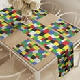 thumbnail image 2 of Ambesonne Geometric Table Runner & Placemats, Repeating Themed Colorful, Placemat 4 pcs + Runner 14"x72", Green Yellow and Dark Grey, 2 of 2