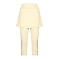 thumbnail image 6 of Horkkom Athletic Skirts Women Elastic Waist Skirted Leggings Capris Pants Solid Color Stretch Yoga Pants Beige XL, 6 of 6