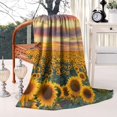 thumbnail image 2 of Sunset Sunflower Field Scene Blanket,Comfortable Soft Lamb Wool Throw Blanket,All Season,Warm Lightweight Blankets for Sofa Bed Couch Living Room Chair,60"x80", 2 of 4