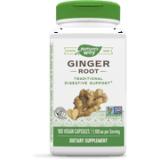 Nature's Way Ginger Root, Traditional Digestive Support*, 1110 mg Per Serving, Non-GMO Project Verified, 180 Capsules