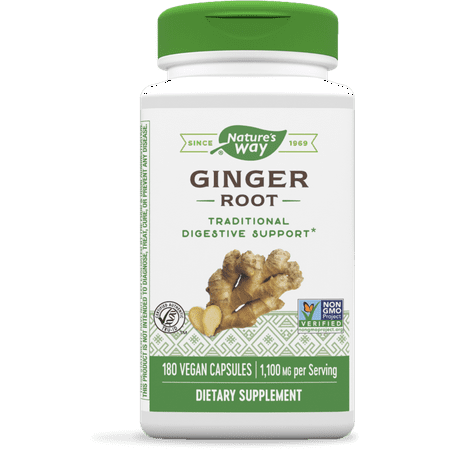 Nature's Way Ginger Root, Traditional Digestive Support*, 1110 mg Per Serving, Non-GMO Project Verified, 180 Capsules