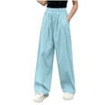 thumbnail image 2 of BRGZLK Girls Wide Leg Pants Summer Lightweight Solid Color Flowy Palazzo Pants Loose Fit Straight-Leg Pants for Girls Daily Wear 2026 Blue 10-11 Years, 2 of 6