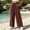 Brown plus size wide leg pants a1, variant on Cagogo Women's Cotton Linen Plus Size Wide Leg Pants Elastic Waist Casual Loose Long Trousers with Pockets Summer Beach Vacation Flowy Palazzo, Beige L