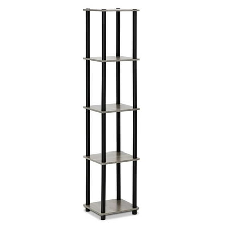 Cottage Square Rack - 99132GYW-BK Turn-N-Tube 5-Tier Corner Square Rack Display Shelf, French Oak Grey & Black
