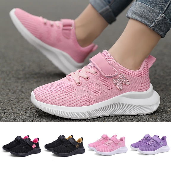 Aihuaihua Girl Tennis Shoes Girls Slip On Shoes with Bow Breathable Sneakers Lightweight Kids Athletic Running Walking Shoes Gold