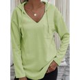 thumbnail image 2 of Liacowi Women Waffle Sweatshirts Solid Color Loose Casual Hoodies Pullovers Long Sleeve Tops Streetwear, 2 of 9
