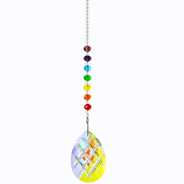 Nuevo diseño de prisma, prisma de luz de colores de cristal, candelabro, colgante de cristal, colgante de regalo de hilo de perlas
