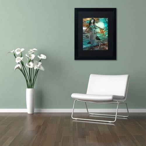 Trademark Fine Art "Art Nouveau Zodiac Pisces" Canvas Art by Color Bakery Black Matte, Black Frame