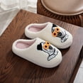 thumbnail image 5 of Halloween Slippers for Women Men, Halloween Spooky Embroidery Slip-On Slippers, Soft Comfort House Slippers (White 38-39), 5 of 10