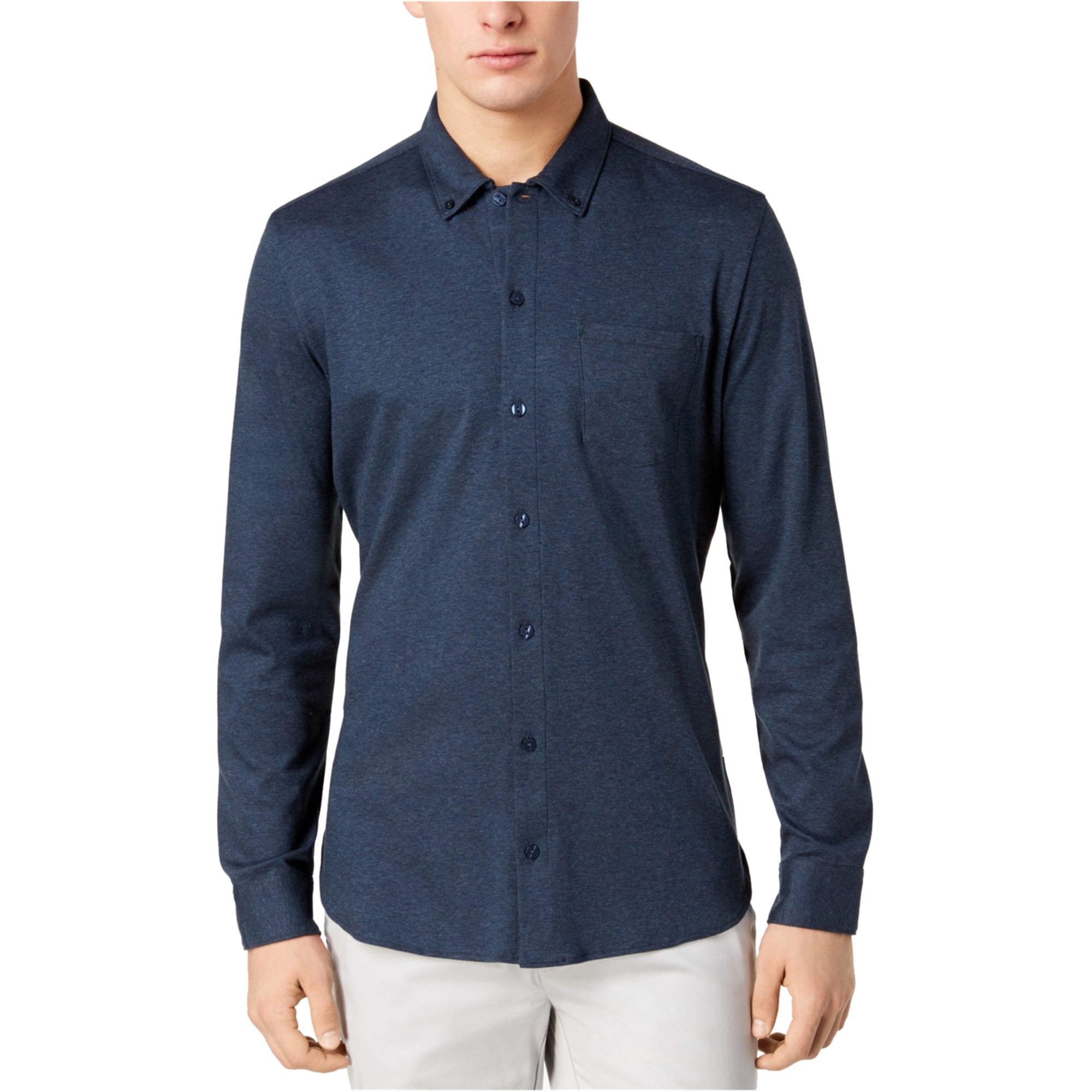 Calvin Klein Mens Slim Fit Button Up Shirt, Blue, XXLarge