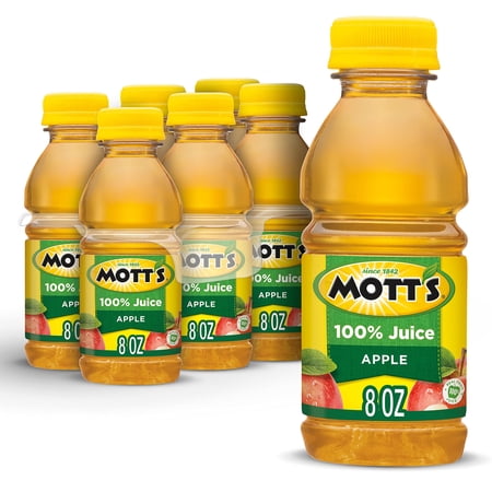 Motts 100% Original Apple Juice, 8 Fl Oz Bottles, 6 Pack Packaging May Vary