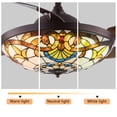 thumbnail image 6 of 42"Chandelier Retractable Ceiling fan Remote Control Light Fixture 42'' Invisible Ceiling Fan w/LED Light Retro Stained Glass LED Chandelier, 6 of 19