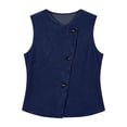 thumbnail image 7 of Husipze Denim Vest for Women Sleeveless Strechy Jean Tank Top Button Down Crewneck Fitted Trendy Casual Summer Waistcoat Navy XL, 7 of 7