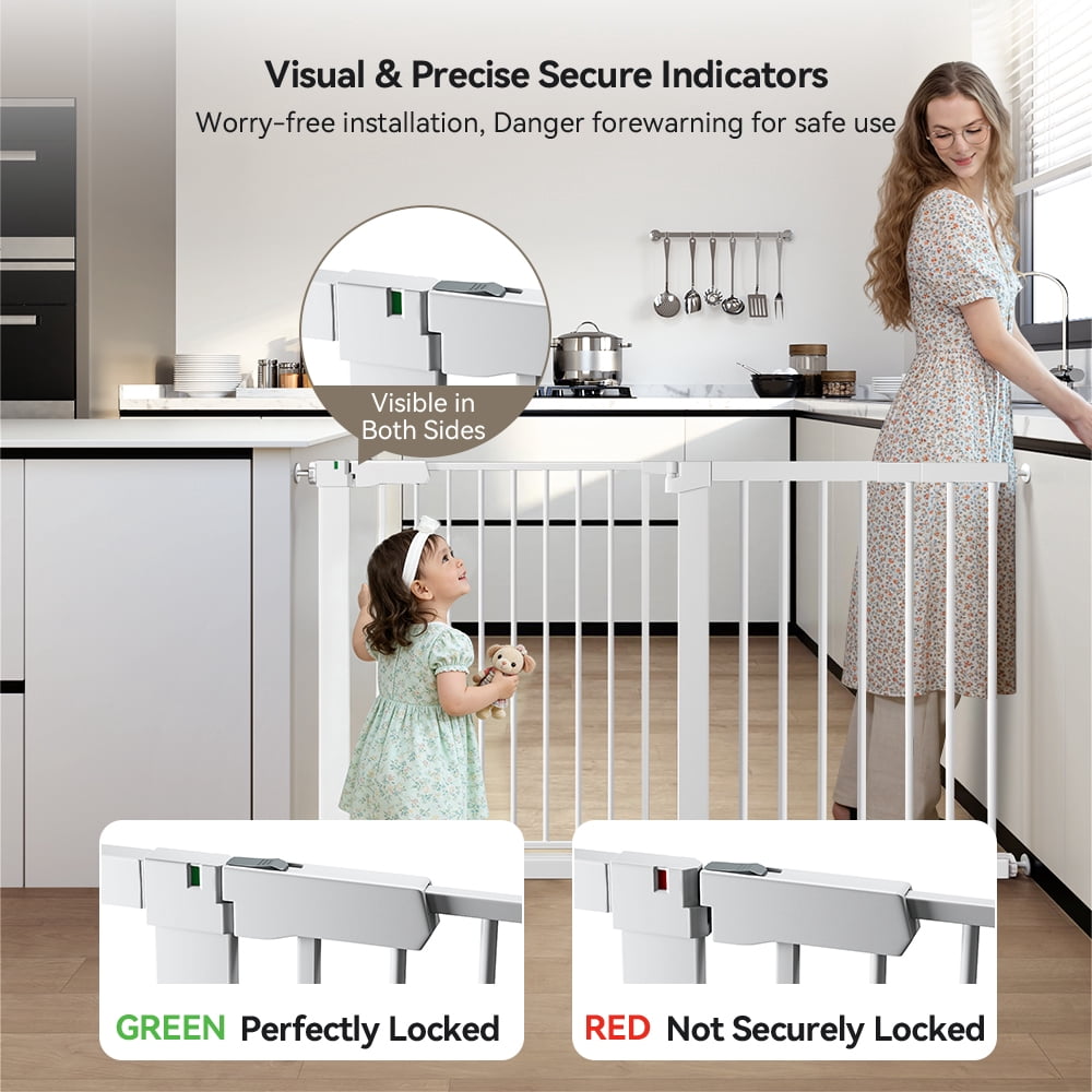 DOMIPET 29.5-51.6'' Extra Wide Pet Gate, 30''H Safety Doorway Gates Pressure Mounted,White