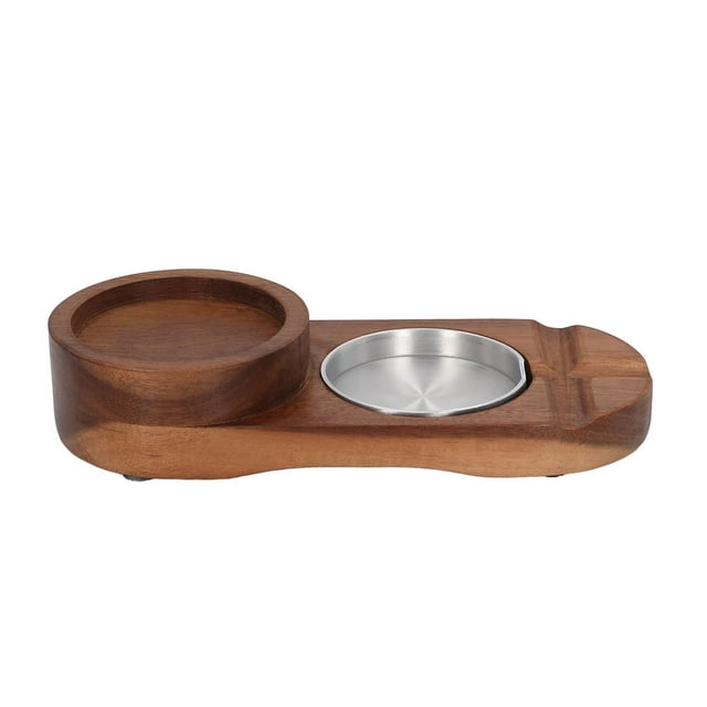 Posavasos de madera para ceniceros de puros, retro, desmontable, exquisito, 2 en 1, bandeja para whisky y soporte para puros para el hogar, bar, oficina, ovalado
