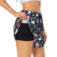 thumbnail image 2 of Disketp Floral Rabbit Print Women's Shorts Workout Shorts for Athletic Gym Running Shorts with Phone Pockets X-Large, 2 of 8