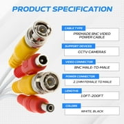 Cables Direct Online 50FT Premade BNC Video Power Cable – White Plug & Play Extension Cord for CCTV Cameras, DVRs, Security Systems, Surveillance Equipment